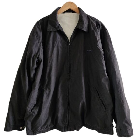 Quicksilver Mens Black Shell Jacket Size XL Lightweight Full Zip Lined Casual - Picture 1 of 6